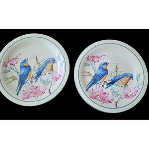 2 Lenox Summer Greetings Eastern Bluebird Catherine McClund Salad Plates 8.5"